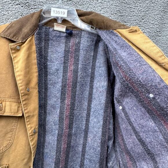 VINTAGE Carhartt Jacket‎ 44 Large 90s Chore Barn Coat Blanket Lined USA Raiders - Picture 9 of 16